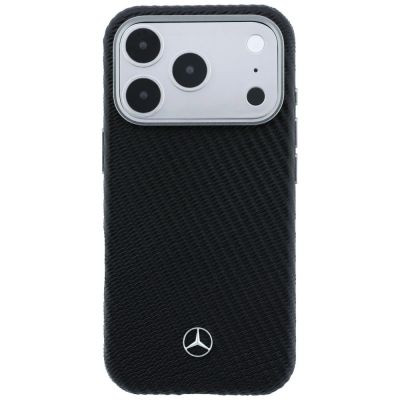 3. Mercedes Leather Semi Wrap Wood Effect MagSafe Case for iPhone 17 Pro - Black
