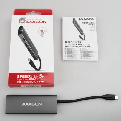 8. AXAGON HMC-5G21 USB-HUB 2x USB-A + 2x USB-C + HDMI 4K/30Hz, USB-C 3.1 - 13cm