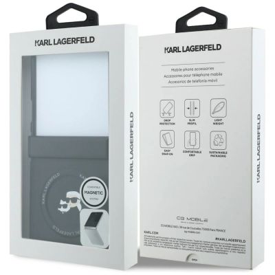 8. Karl Lagerfeld Karl&Choupette Pins MagSafe Case for Samsung Galaxy Z Flip 8 - Black