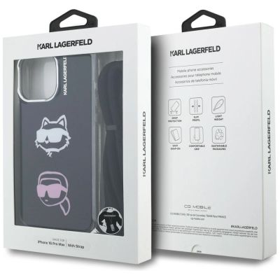 7. Karl Lagerfeld IML Crossbody Karl&Choupette Head Case for iPhone 16 Pro Max - Black