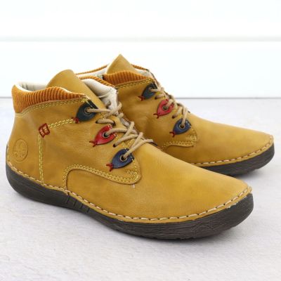 13. Comfortable Women’s Warm-Lined Yellow Ankle Boots Rieker 52544-68