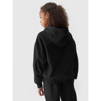 3. Girls' sweatshirt with hood, open, 4F Junior 4FJWAW24TSWSF1213-20S