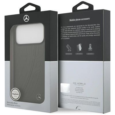 8. Mercedes Leather Large Laurel Leave MagSafe Case for iPhone 17 Pro Max - Black and Gray