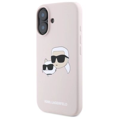 2. Karl Lagerfeld Silicone Nauble Heads Print MagSafe Case for iPhone 16 - Pink