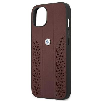 5. BMW Leather Curve Perforate Case for iPhone 13 - Red