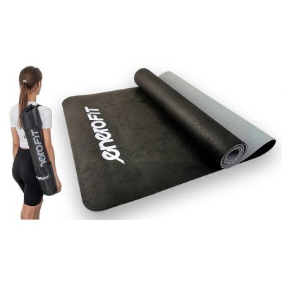 7. YOGA AND FITNESS MAT TPE ANTI-SLIP BLACK AND GREY ENERO FIT