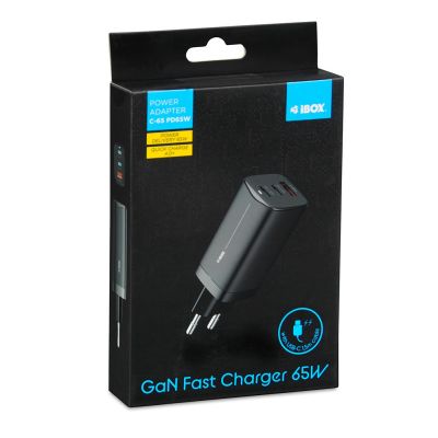 3. I-BOX C-65 GAN PD65W WALL CHARGER CABLE, BLACK