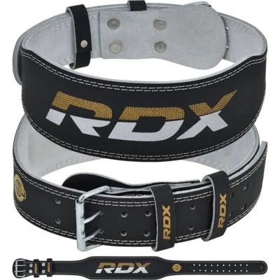 4" GOLD LEATHER BODYBUILDING BELT FOR EXERCISES - RDX S