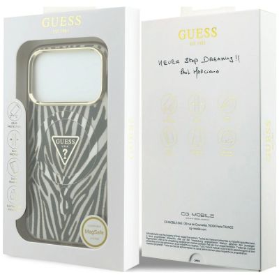 8. Guess IML Zebra Glitter Triangle Logo MagSafe Case for iPhone 17 Pro Max / 18 Pro Max - Gold
