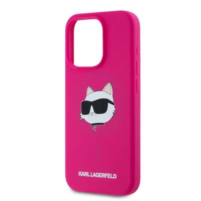 6. Karl Lagerfeld Silicone Choupette Head MagSafe case for iPhone 15 Pro - pink