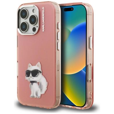 Karl Lagerfeld IML Aquarelle Choupette & Logo Case for iPhone 16 Pro Max - Pink