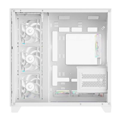 6. RAMPAGE PC Case with Tempered Glass SEALITE 7X, 7 ARGB PWM Fans, WHITE