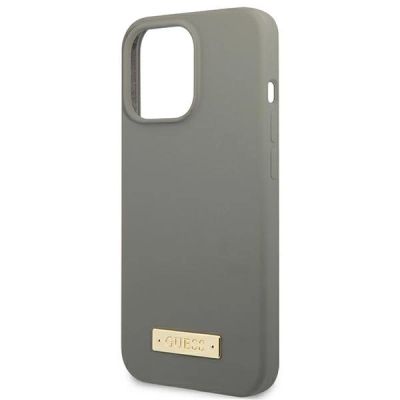 6. Guess GUHMP13XSPLG iPhone 13 Pro Max 6.7" grey/grey hard case Silicone Logo Plate MagSafe