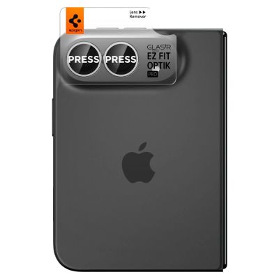 2. Spigen Optik Pro GLAS.TR EZ FIT 2-Pack Tempered Glass Camera Screen Protector for iPhone Duo - White