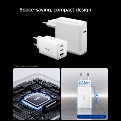 4. Spigen Essential EE673EU 3-port 67W wall charger - white
