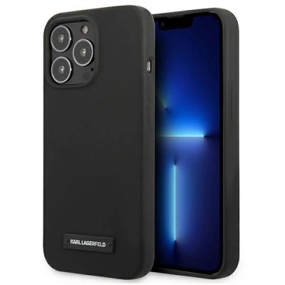 Karl Lagerfeld Silicone Plaque Case for iPhone 13 Pro Max - Black