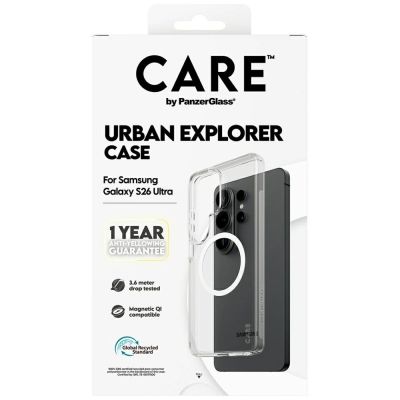 6. CARE by PanzerGlass Urban Explorer Transparent Case w. White Qi for Samsung Galaxy S26 Ultra - transparent