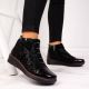 2. Women’s black insulated leather ankle boots with print, Filippo