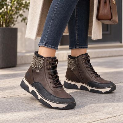 8. Waterproof Women’s Brown Platform Ankle Boots Rieker 45956-25