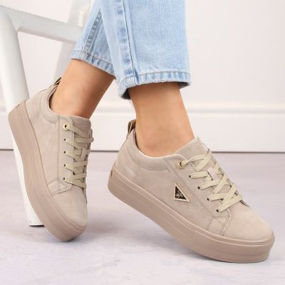 12. Filippo W PAW315C beige leather suede platform shoes