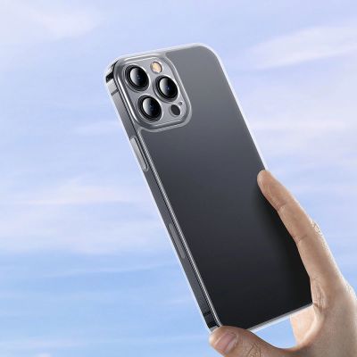 10. Baseus Frosted Glass Case Cover for iPhone 13 Pro Max Hard Cover with Gel Frame Transparent (ARWS000202)
