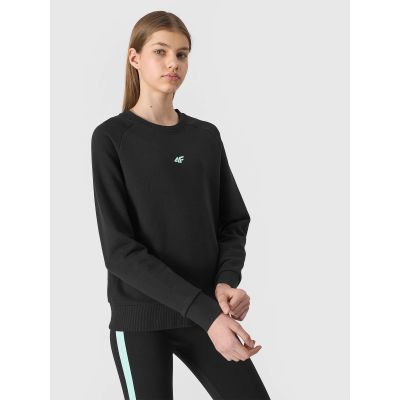 4. Girls' organic cotton sweatshirt, no zipper, no hood, 4F Junior