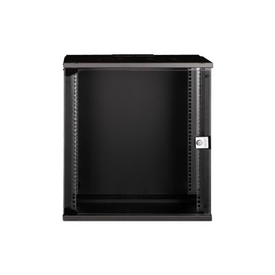 4. 19" 12U wall-mounted network cabinet, SOHO PRO 595 x 540 x 400 mm, glass door, black, unassembled, 60 kg