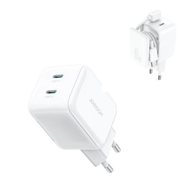 2. Joyroom JR-TCL05 45W GaN Wall Charger with Cable Organizer - White