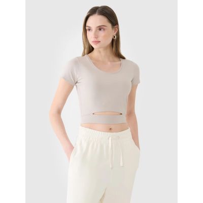Women's crop top plain t-shirt 4F 4FRSS25TTSHF2695-83S