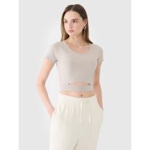Women's crop top plain t-shirt 4F 4FRSS25TTSHF2695-83S