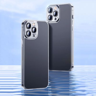 11. Baseus Frosted Glass Case Cover for iPhone 13 Pro Max Hard Cover with Gel Frame Transparent (ARWS000802)