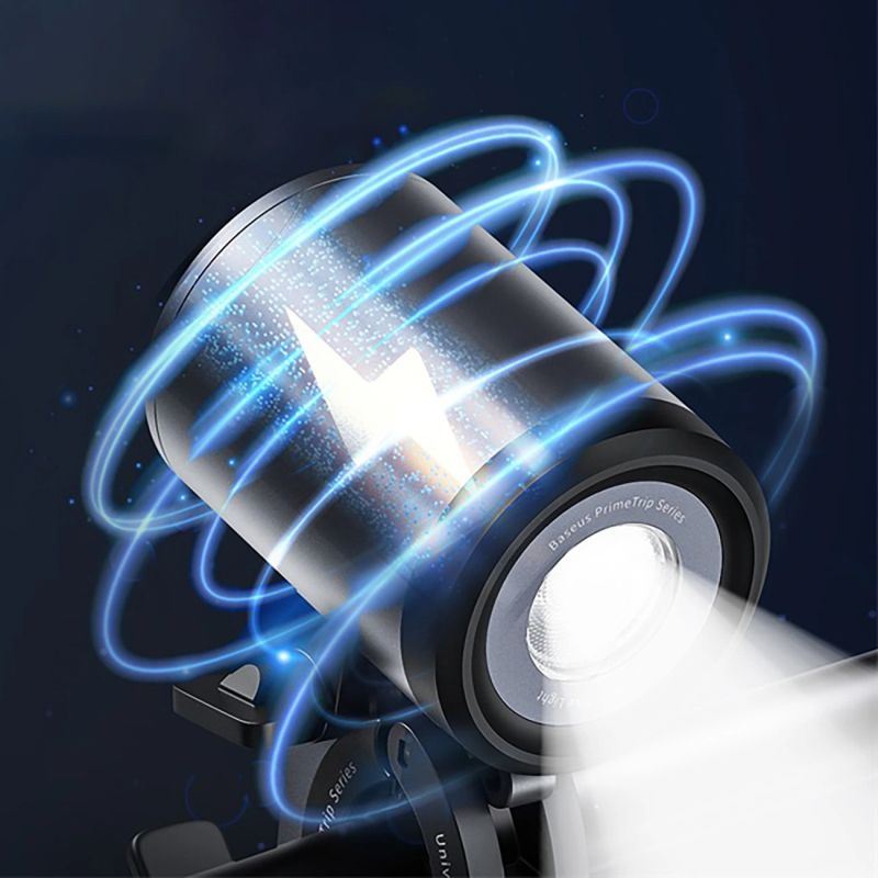 13. Baseus PrimeTrip Universal 3000mAh IP68 LED Holder with 2-in-1 Lamp - Black and Gray
