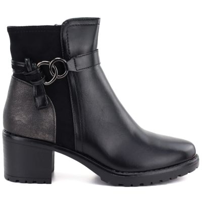 7. Women's insulated ankle boots with a block heel, black, Potocki SZ12873