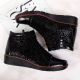 6. Women’s black insulated leather ankle boots with print, Filippo