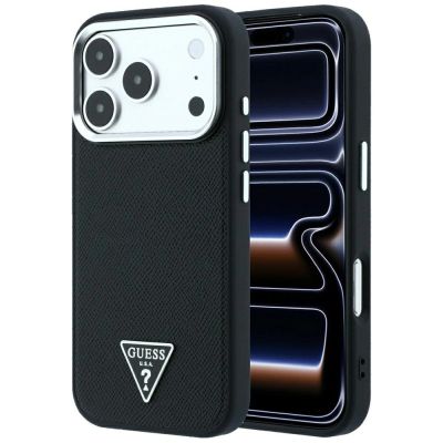 Guess Grained Triangle Logo MagSafe Case for iPhone 17 Pro Max / 18 Pro Max - Black