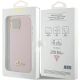 8. Guess Silicone Script Metal Logo & Frame case for iPhone 15 - pink