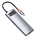Baseus Metal Gleam 6-in-1 USB-C - USB-C PD 100W HUB 1x HDMI 4K 30Hz 3x USB-A 3.2 1x RJ45 - gray