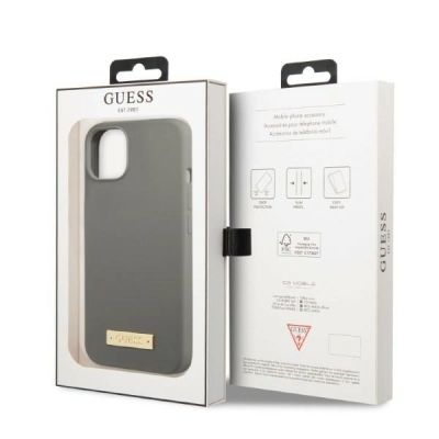 8. Guess GUHMP13MSPLG iPhone 13 6.1" grey/grey hard case Silicone Logo Plate MagSafe