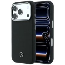 Mercedes Leather Semi Wrap Grill Pattern MagSafe Case for iPhone 17 Pro - Black