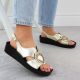 6. Women's gold leather wedge sandals S.Barski KV51-031