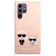 3. Karl Lagerfeld Silicone Ikonik Karl & Choupette Case for Samsung Galaxy S22 Ultra - Light Pink