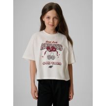 Girls' boxy T-shirt with print 4F 4FJRAW26TTSHF4239-11S
