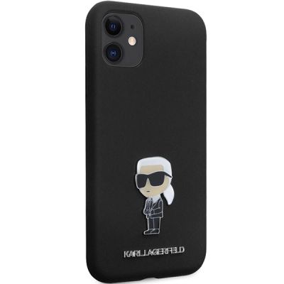 4. Karl Lagerfeld KLHCN61SMHKNPK case for iPhone 11 / Xr - black Silicone Ikonik Metal Pin