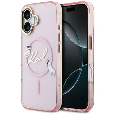 Karl Lagerfeld IML Choupettes Karl Script Logo MagSafe iPhone 17 Case - Pink
