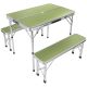 FOLDABLE CAMPING TABLE 90x60x70CM AND 2 BENCHES 87x23x39CM GREEN