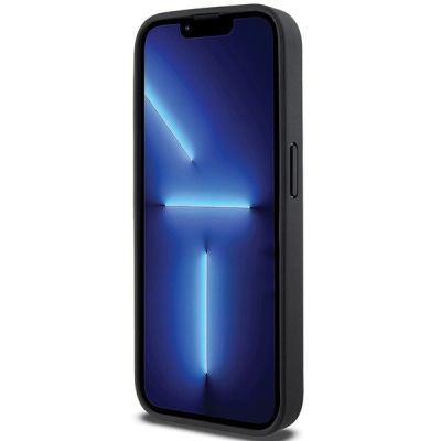 5. DKNY Leather Printed Pattern Metal Logo MagSafe Case for iPhone 15 Pro - Black