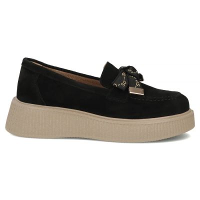 2. Women's leather suede platform shoes, black Filippo DP8293