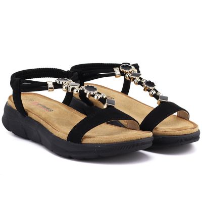 4. Women's black wedge sandals Artiker 58C0007
