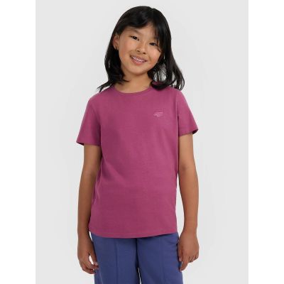 Girls' regular-fit plain T-shirt 4F 4FJRAW25TTSHF3233-50S
