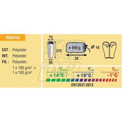 3. SLEEPING BAG BEST CAMP WILLIWA 210x75x50 25037